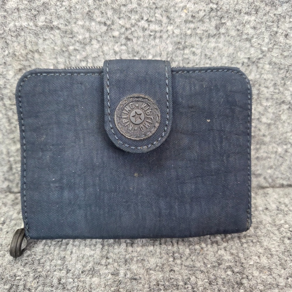 Kipling Navy Blue Polyester Light Trifold Cece Wallet 4.25"W x 5"L